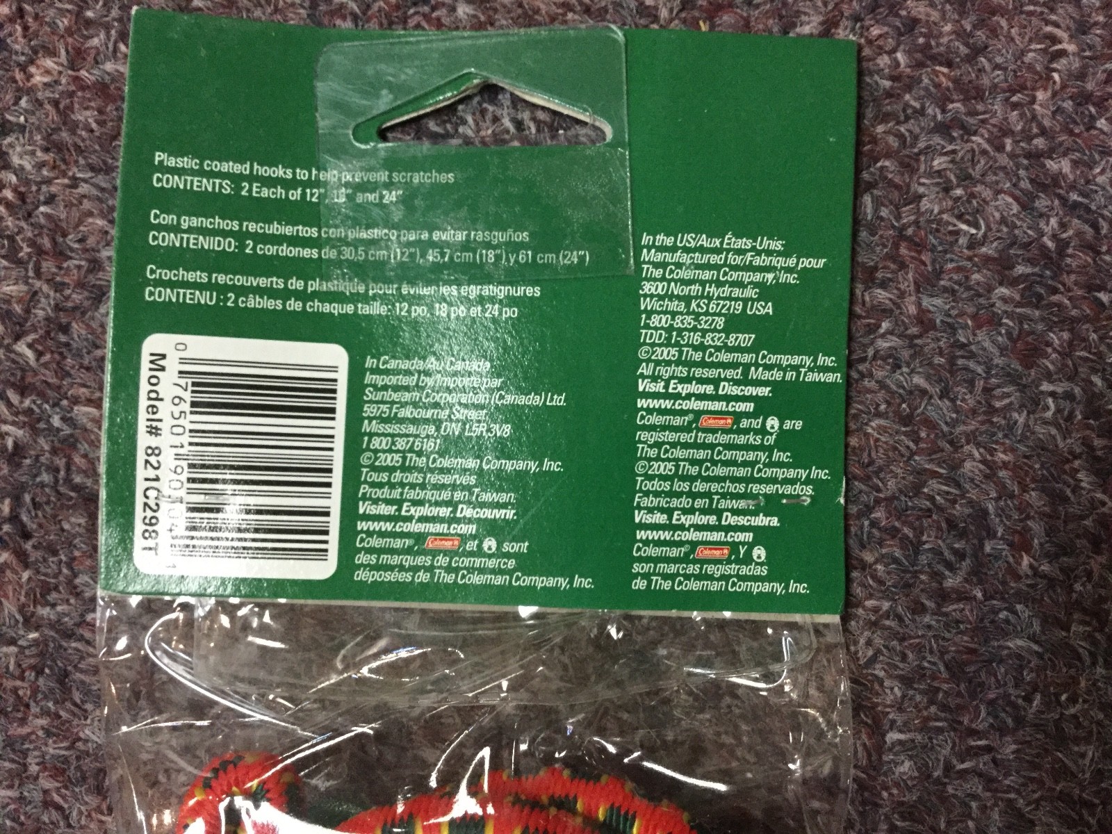 New in Package Coleman Assorted Stretch Cords - 2 Each of 12