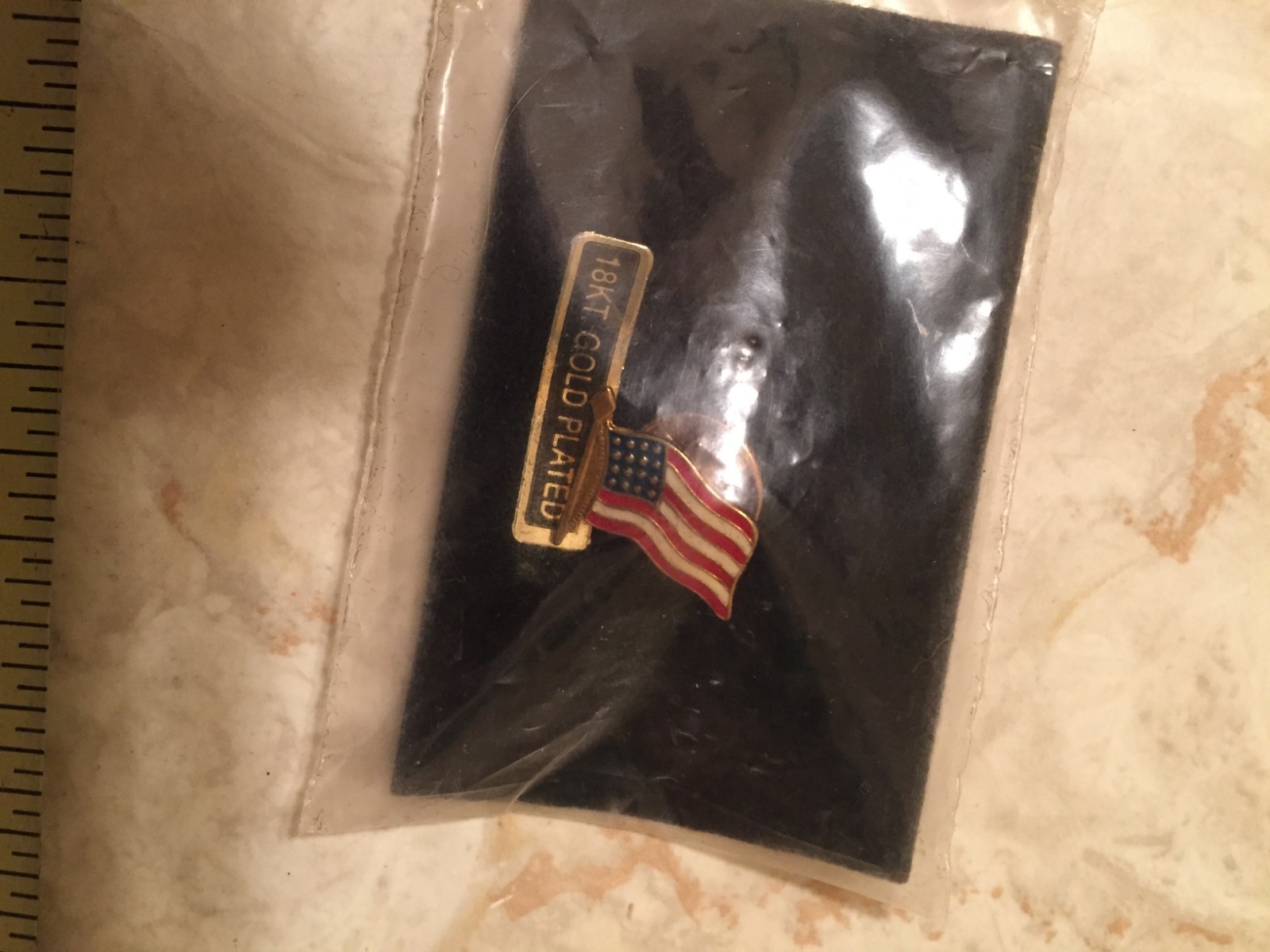 3 Different  American Waving Flag Lapel Pins Patriotic 18 k. Gold Fight Cancer