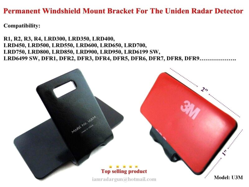 Permanent Windshield Mount Bracket For Uniden Radar Detector R1,3,4 & More Model