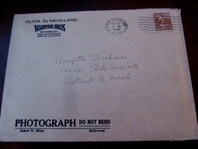Olivia De Havilland Authentic Hand SIGNED Autograph PHOTO~1945 Studio Envelope
