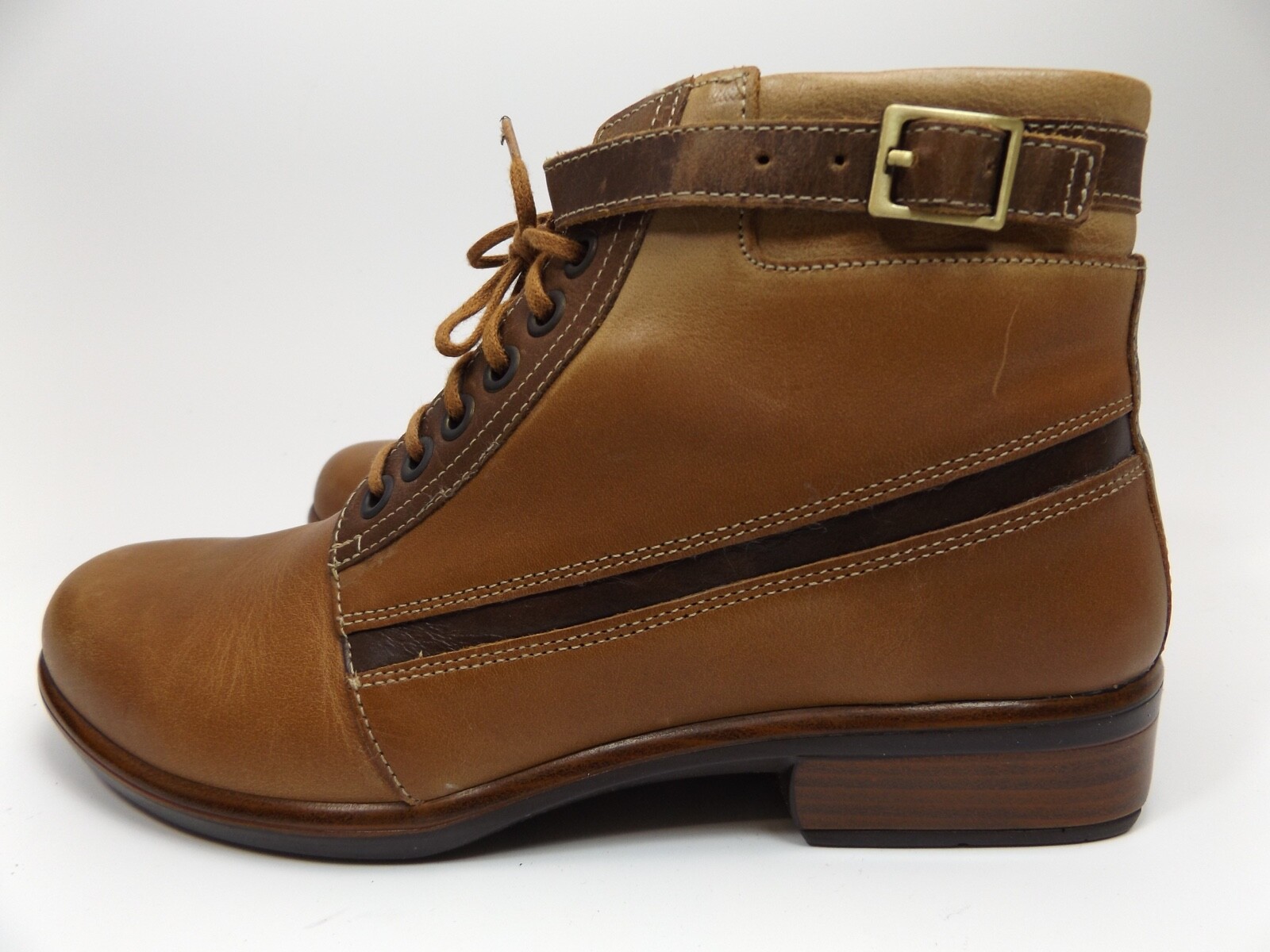 Brown Vintage Camel Leather Ankle Boots 