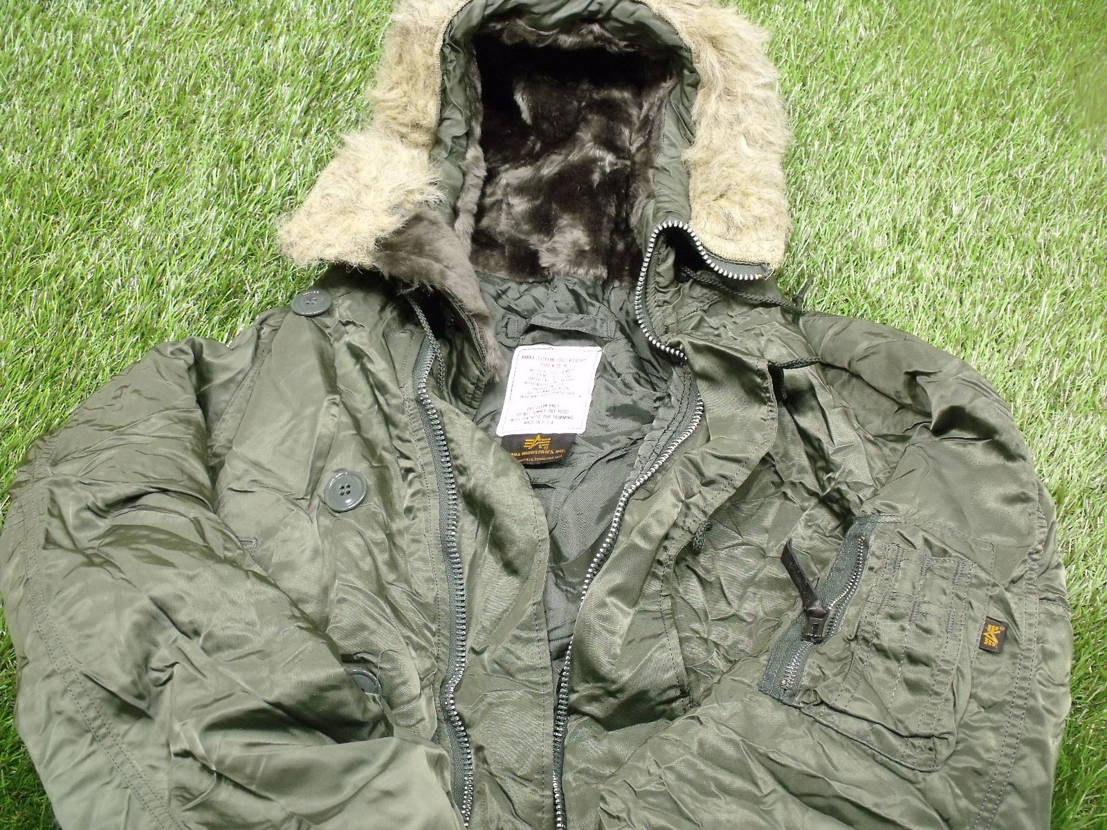 Pre-owned N-3b Alpha Industries Made In Usa  Army Military Cold Weather Parka Od Green