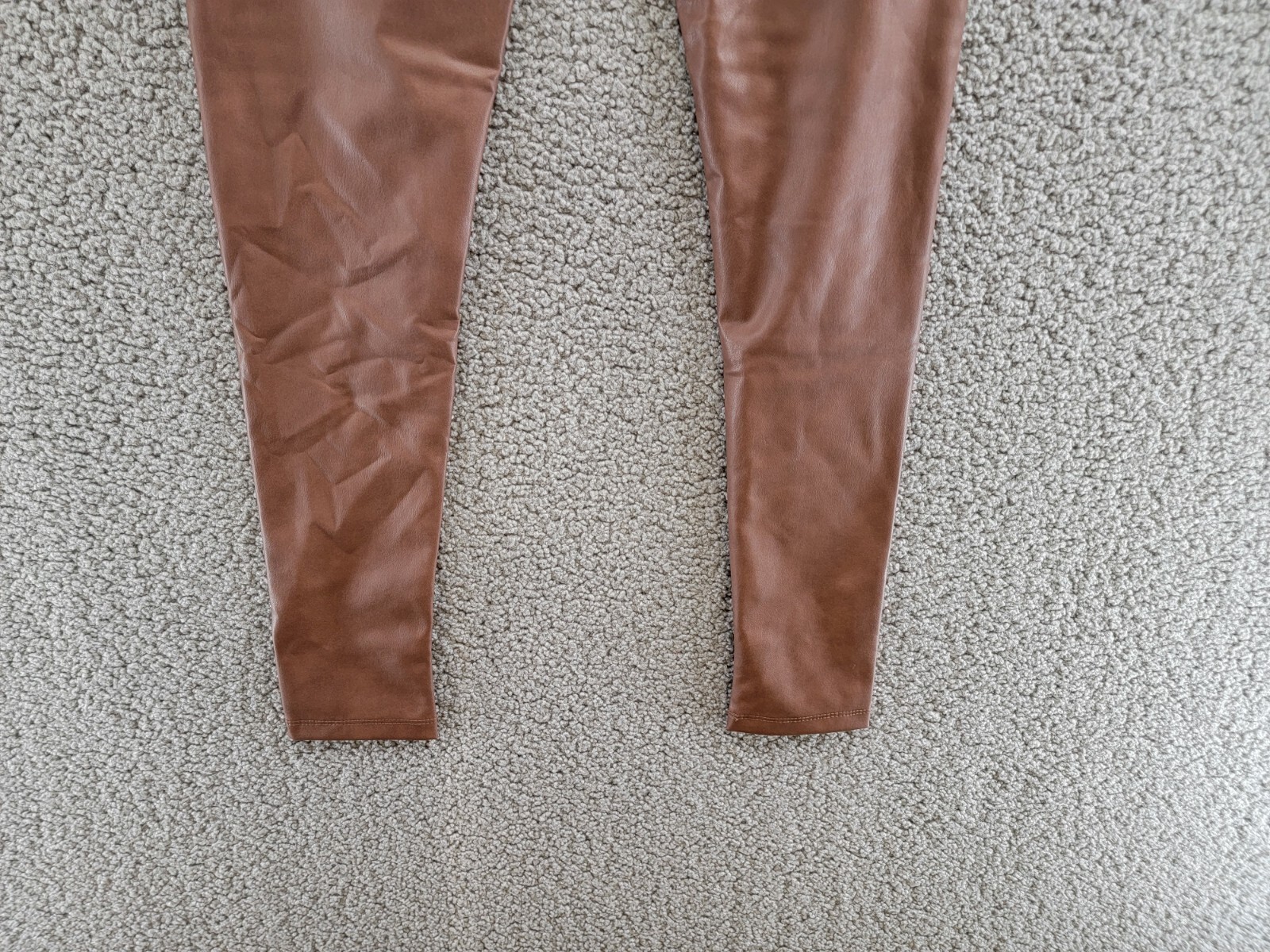 Aqua Faux Leather High Waist Leggings Women's XS Walnut Elastic Waist Pull On - Picture 13 of 15