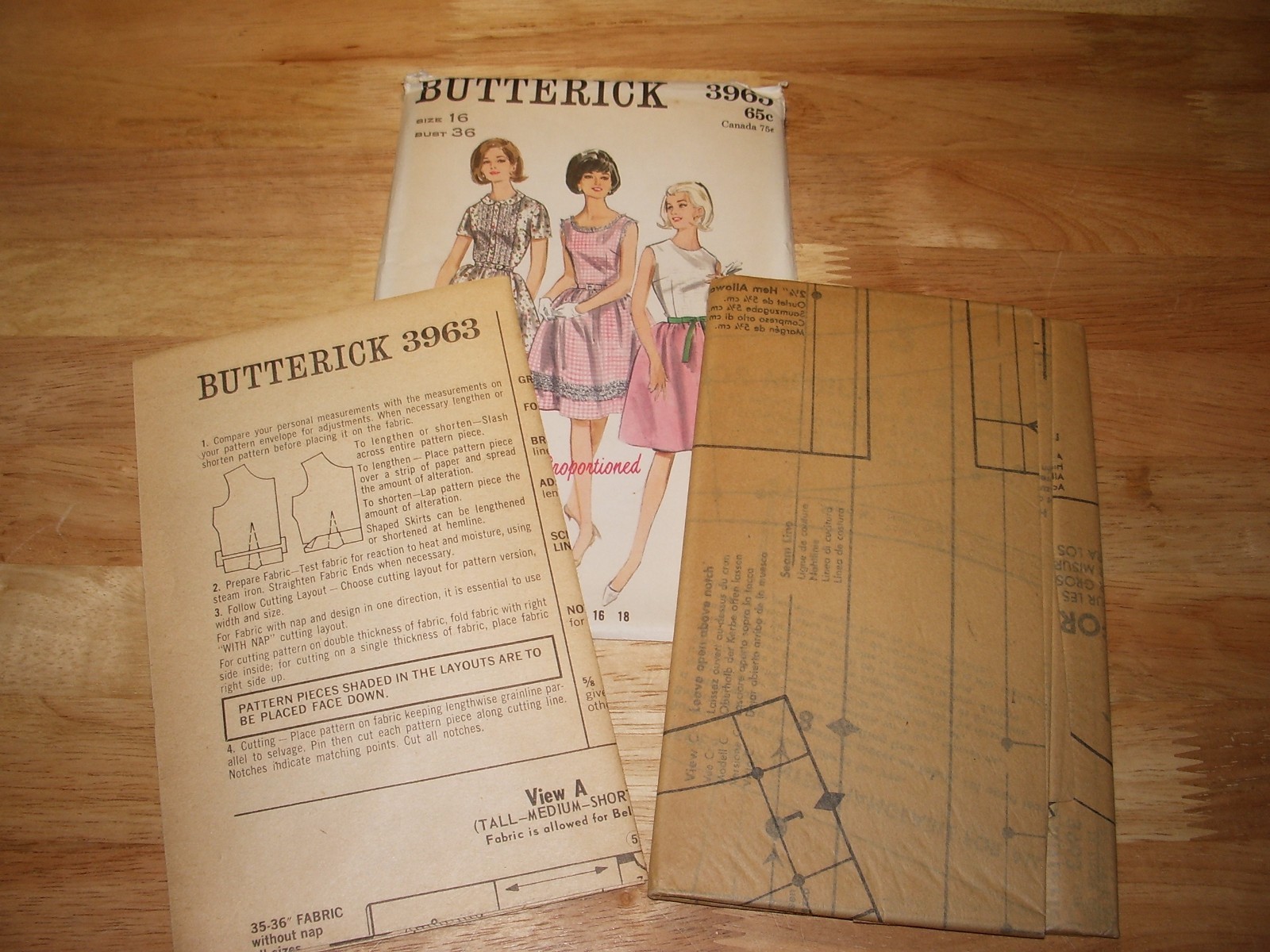 Vintage Butterick FF Pattern 3963 Quick N Easy Dress Sz 16 Bust 36