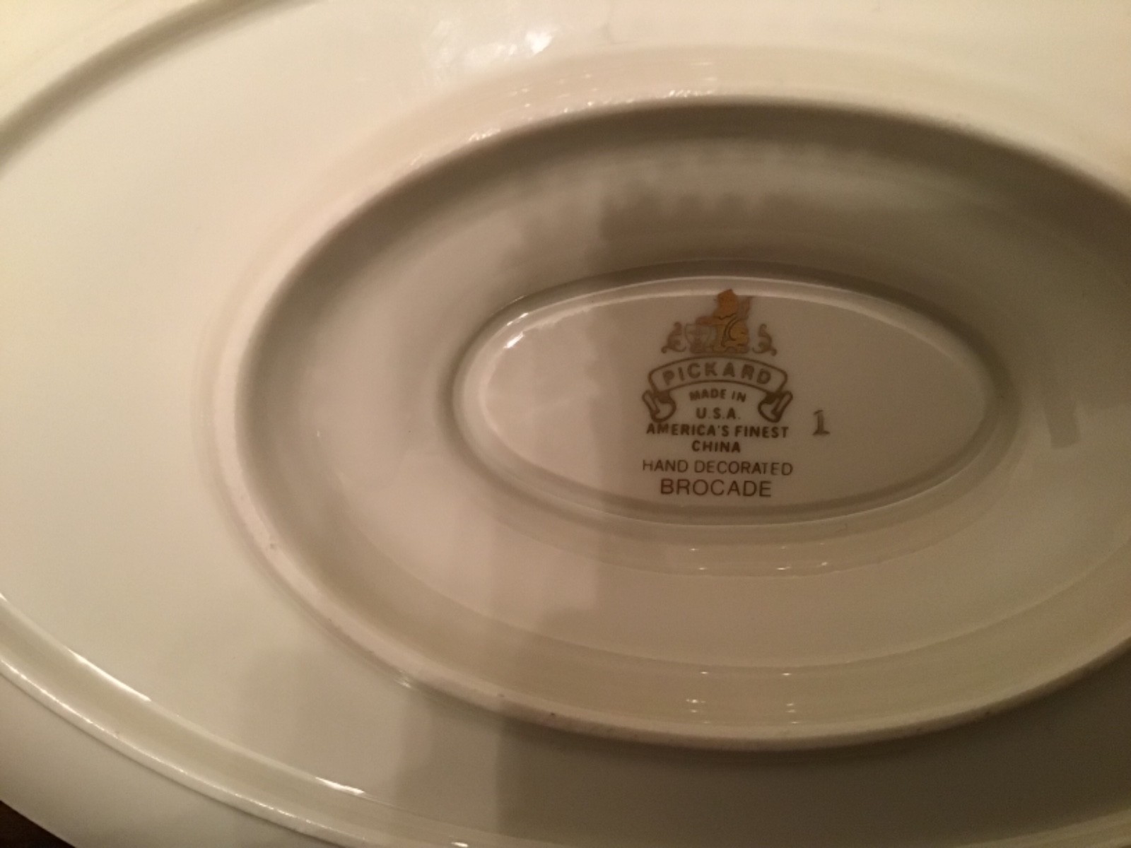 PICKARD BROCADE GRAVY BOAT WITH UNDERPLATE plus SUGAR BOWL & CREAMER c1964