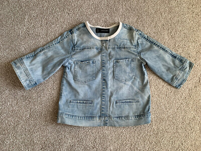 DISQUARED2 ~ Italy ~ Denim Nylon & Geniune Leather Jacket Size 42 Small