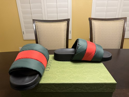 Pre-owned Gucci Logo Colors Padded Slide Sandals Size 38 / Us 8 In Multicolor