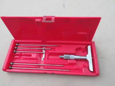 Mitutoyo .001'' Ratchet Thimble Depth Micrometer Set 0-6'' Range w/ Case