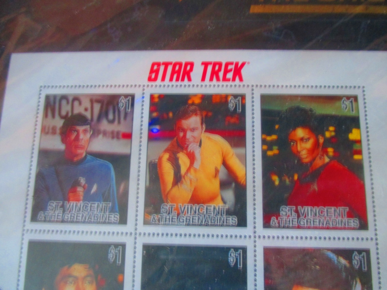 Star Trek Commemorative Plaque with Sheetlets of Stamps Official St. Vincent and