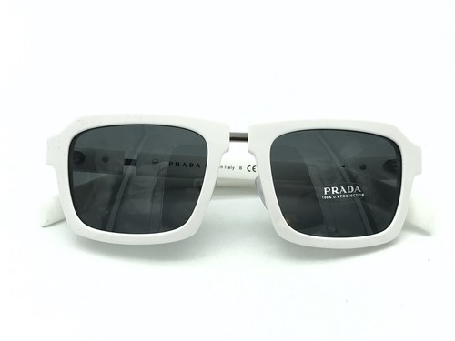 Pre-owned Prada Spr 09x 4ao-5s0 Men's White Square Sunglasses 53-21 145 Italy In Gray