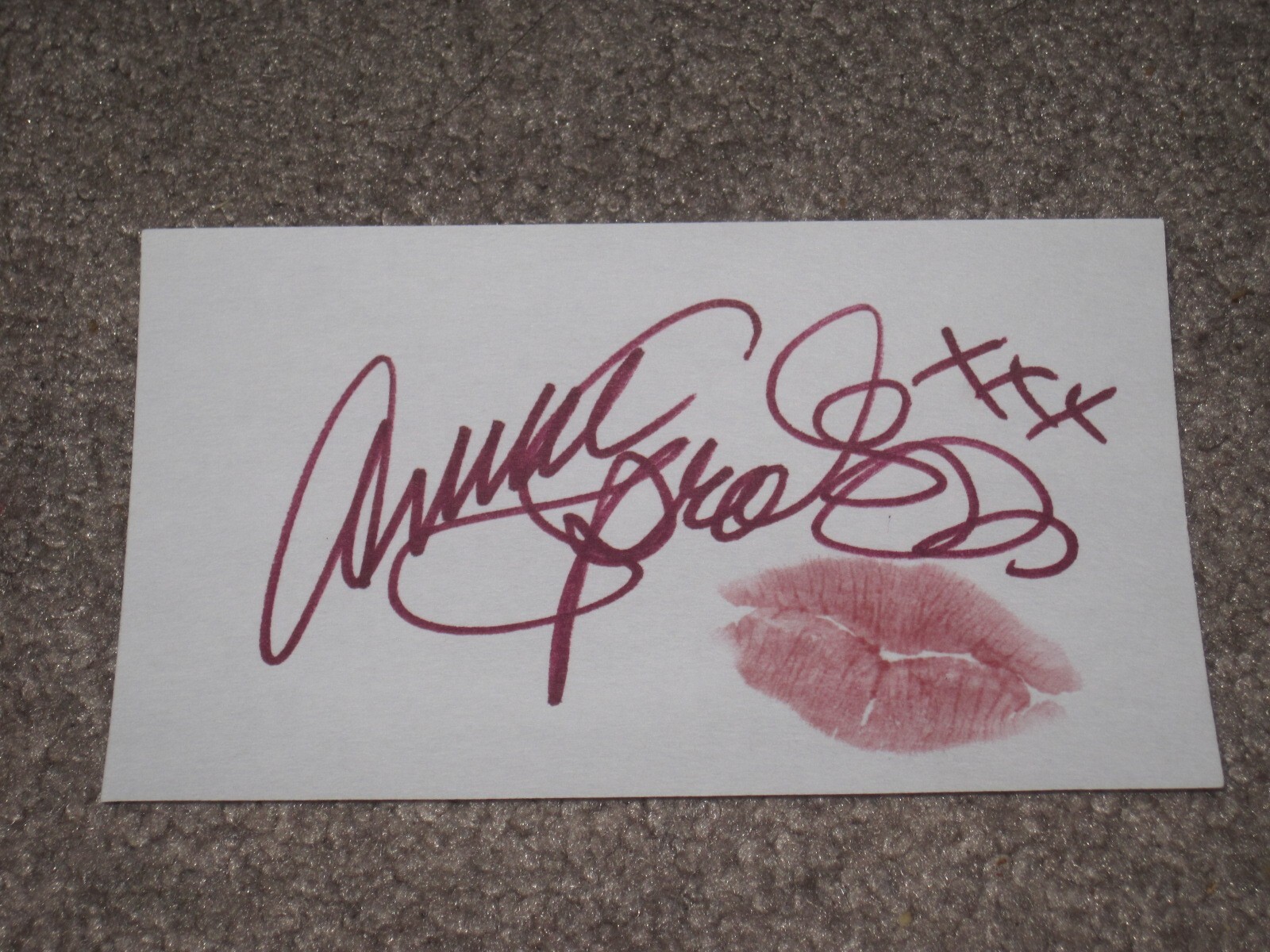 アート・デザイン・音楽 Annie Sprinkle sined Porn Star ANNIE SPRINKLE Signed Lipstick Kiss Print 3x5 Card