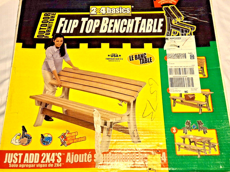 2x4 Basics Flip Top Bench Table Kit DIY Outdoor Furniture