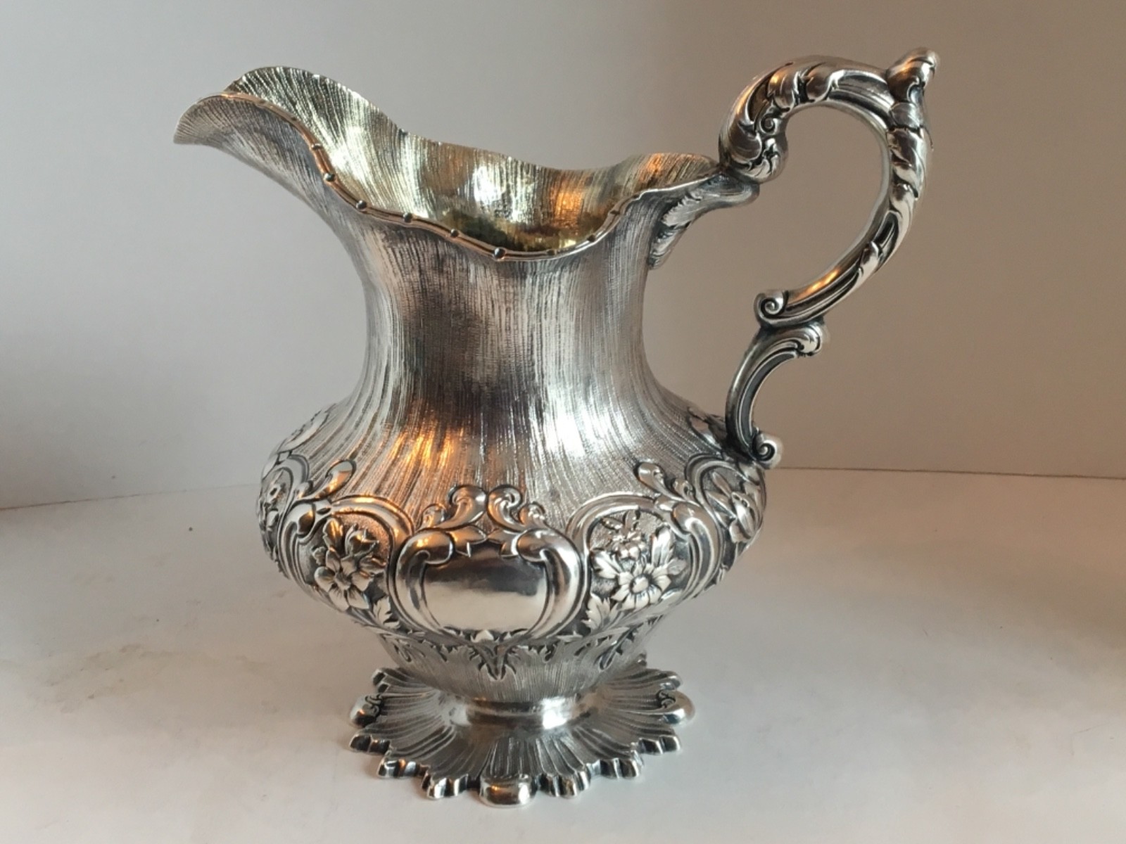 Antique Georgian Scottish Sterling Silver Handchased Florals Cream Jug 1832 E&Co