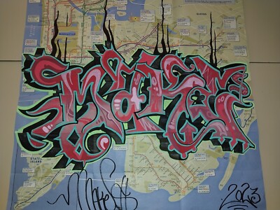 MTA TRAIN MAP! BRONX Wildstyle GRAFFITI Original ''MAKE$ 23 X 32 in. Hand Painted