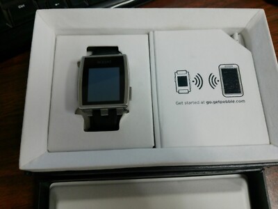 Pebble Steel 401SL Smartwatch Leather Band + Stainless Steel Band **Dead Battery