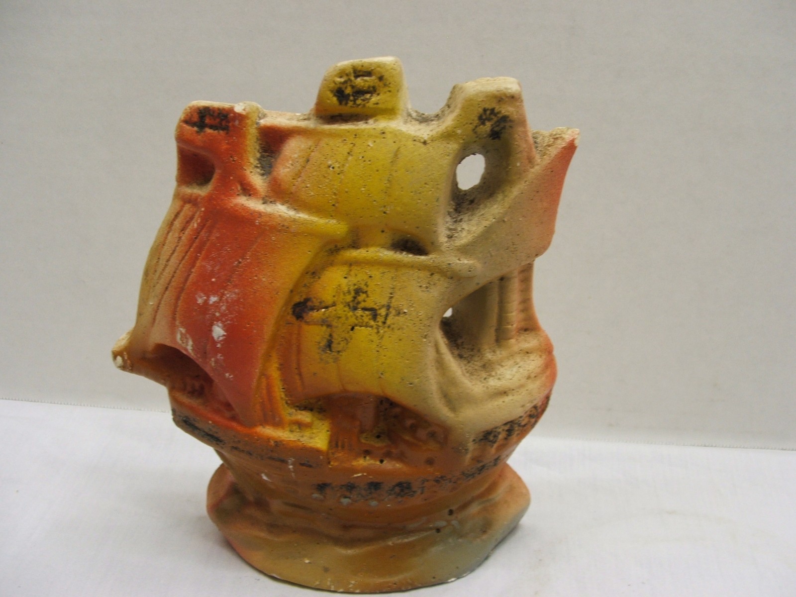 Vintage Carnival Chalkware Chalkart Chalk Prize Souvenir- Ship Boat Lot of 3