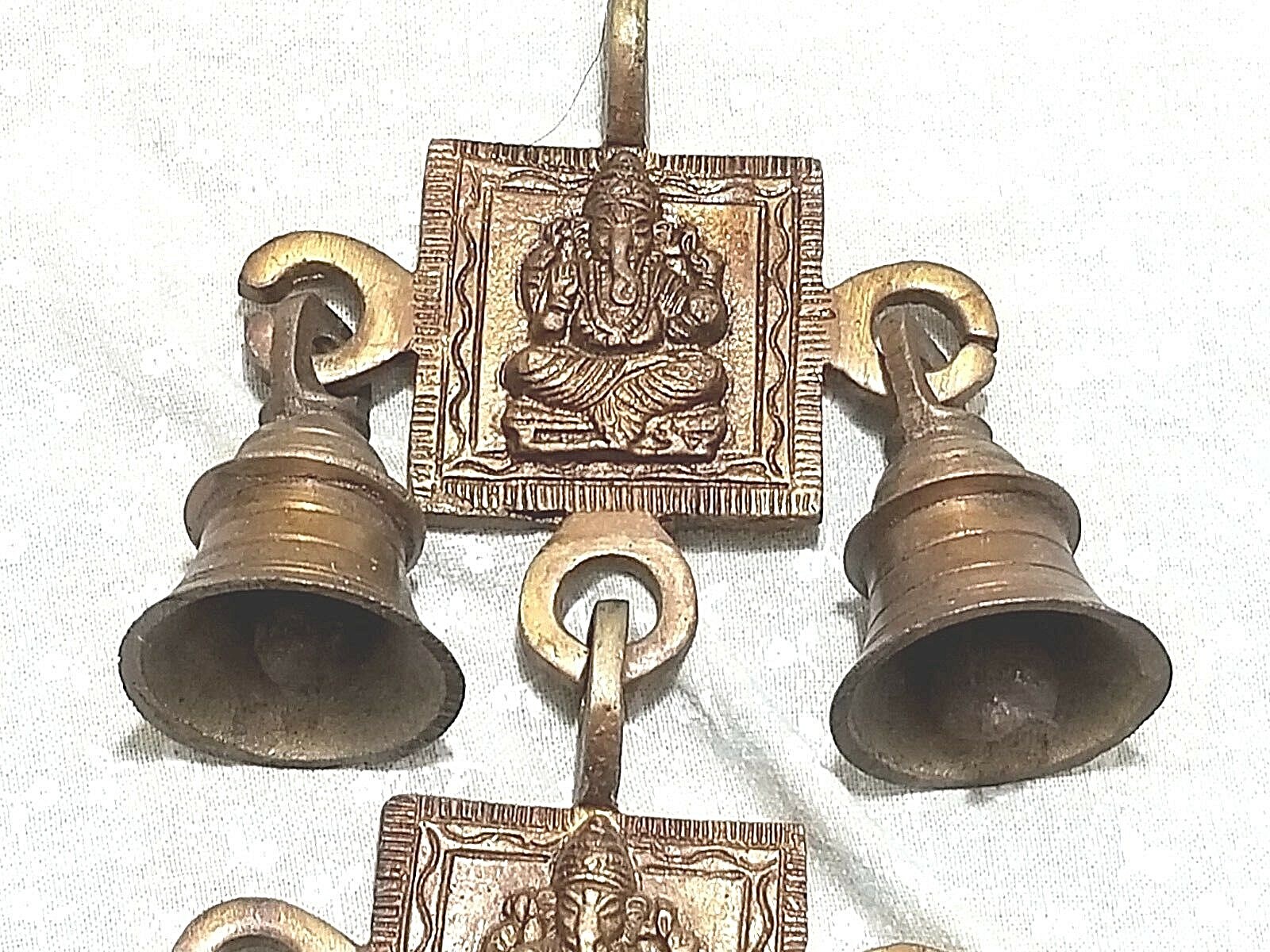 Vintage India Brass Gate Bell Featuring Ganesha 7 bells Total E5