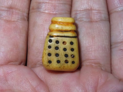 Nepal Tibet Buddhist Mantra Dots Yak Bone 3 Holes Mala Prayer Guru Bead (h10)