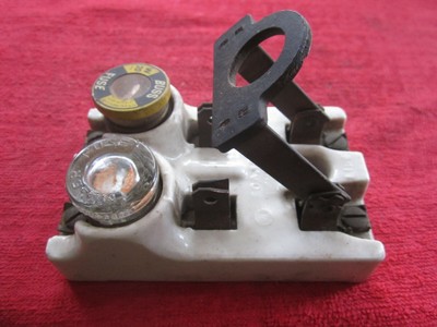 ANTIQUE UL 30A 125V PORCELAIN ELECTRICAL DOUBLE POLE FUSED KNIFE SWITCH
