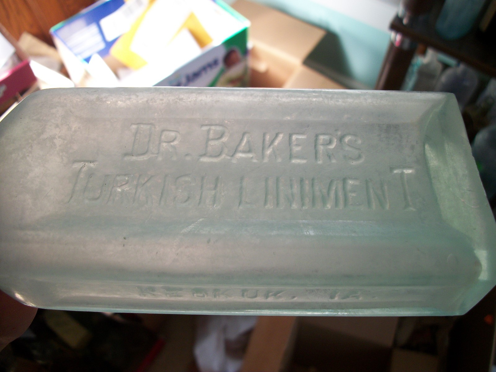 DR. BAKER'S TURKISH LINIMENT RECESSED PANEL KEOKUK IOWA 1890S ERA MEDICINE