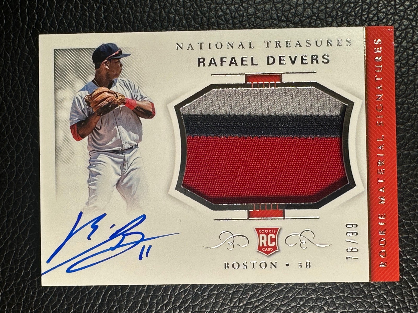 2018 National Treasures Rafael Devers 78/99 Auto Patch RC Rookie