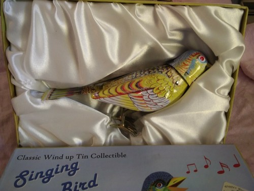 NRFB Singing Bird Tin Toy Reproduction Tin Treasures
