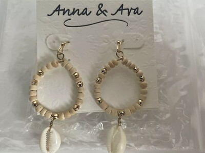 Anna and Ava Beaded Seashell Earrings NEW