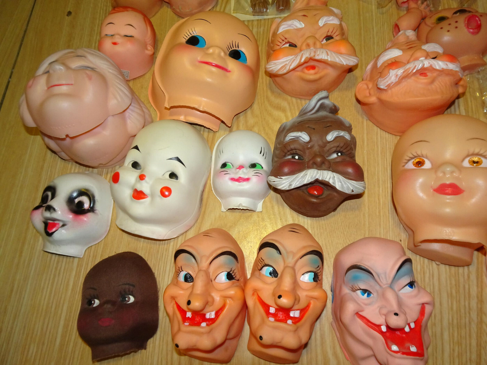 Lot of 38 Assorted Vintage Antique Faces for Doll Making - Unused but Some Dirty