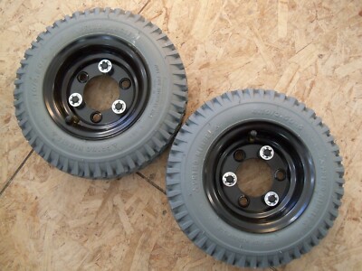 Pair (2x) 4.10 x 3.50-6 Primo Nimble Power Tires w/ 3 Lug Rim and Inner Tube
