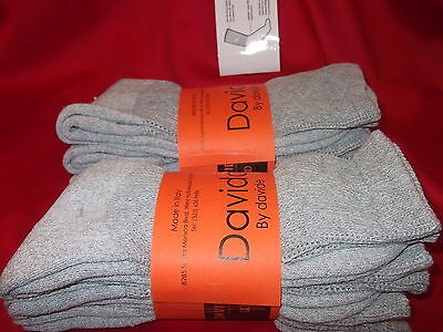 S 100% Cotton Made In Italy 6 Pairs Gray 9-11 Or 10-13