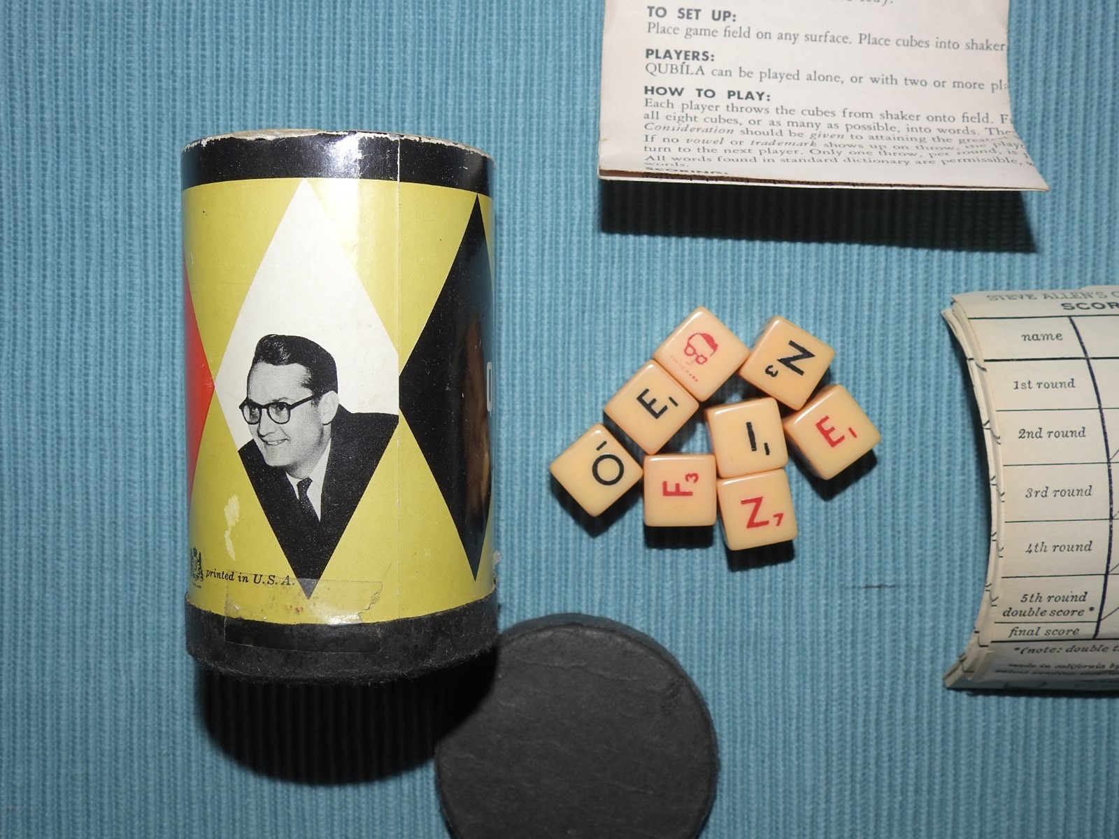 Steve Allen's Qubila International word game, by Lord & Freber, copyright 1955