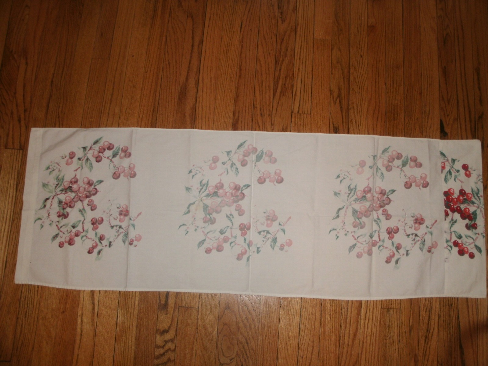 Vintage Mid-Century modern cherry Tablecloth cherries mcm 1950's kitchen runner