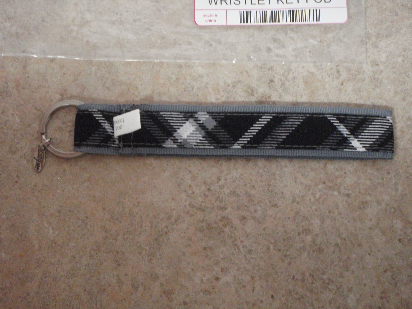 New Thirty-One 31 Wristlet Key Fob 585A Black Plaid New Original Pkg FREE Ship