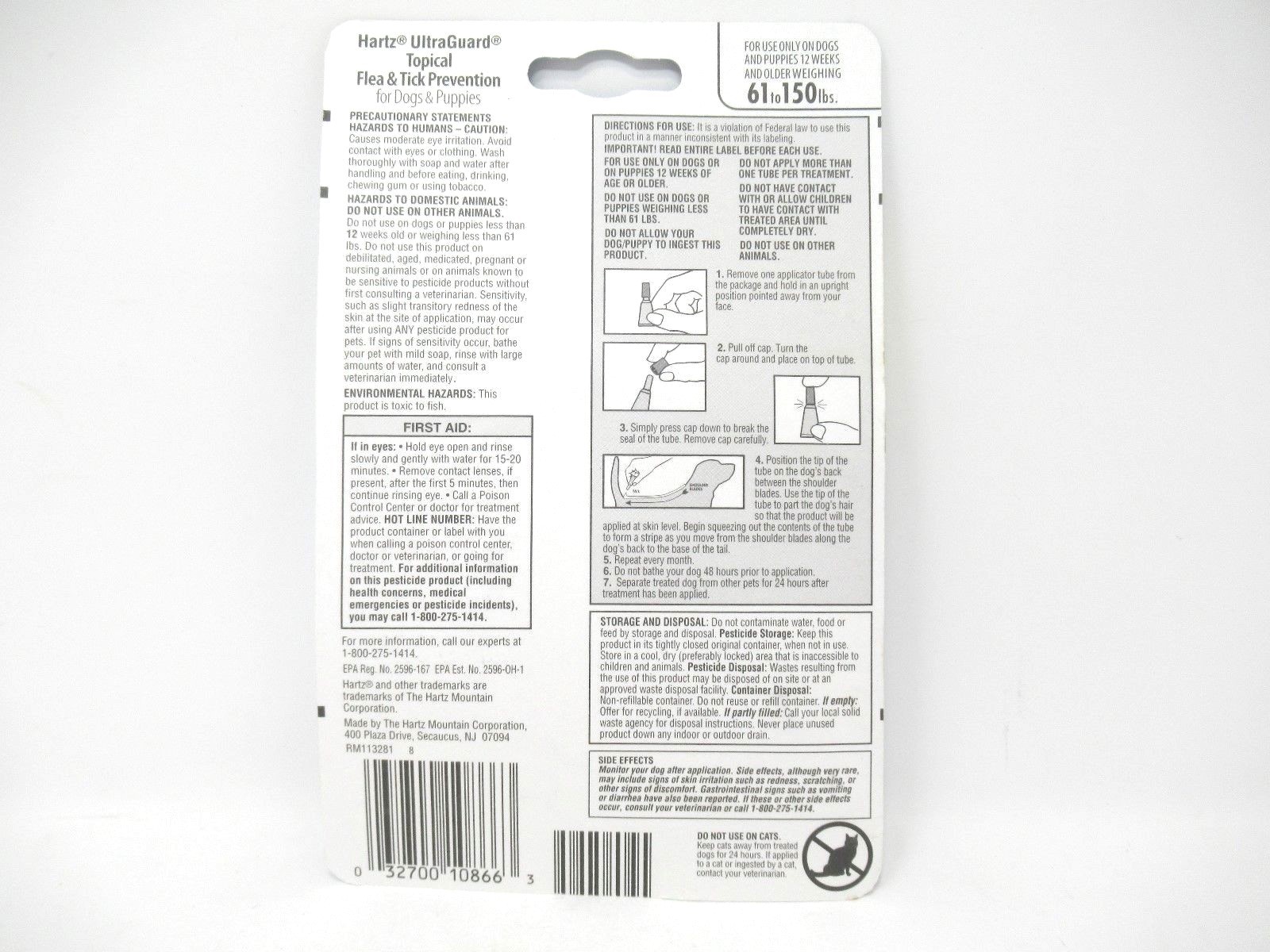 Hartz UltraGuard Flea And Tick Drops For Dogs Puppies 61-150 lbs 3 Month Supply