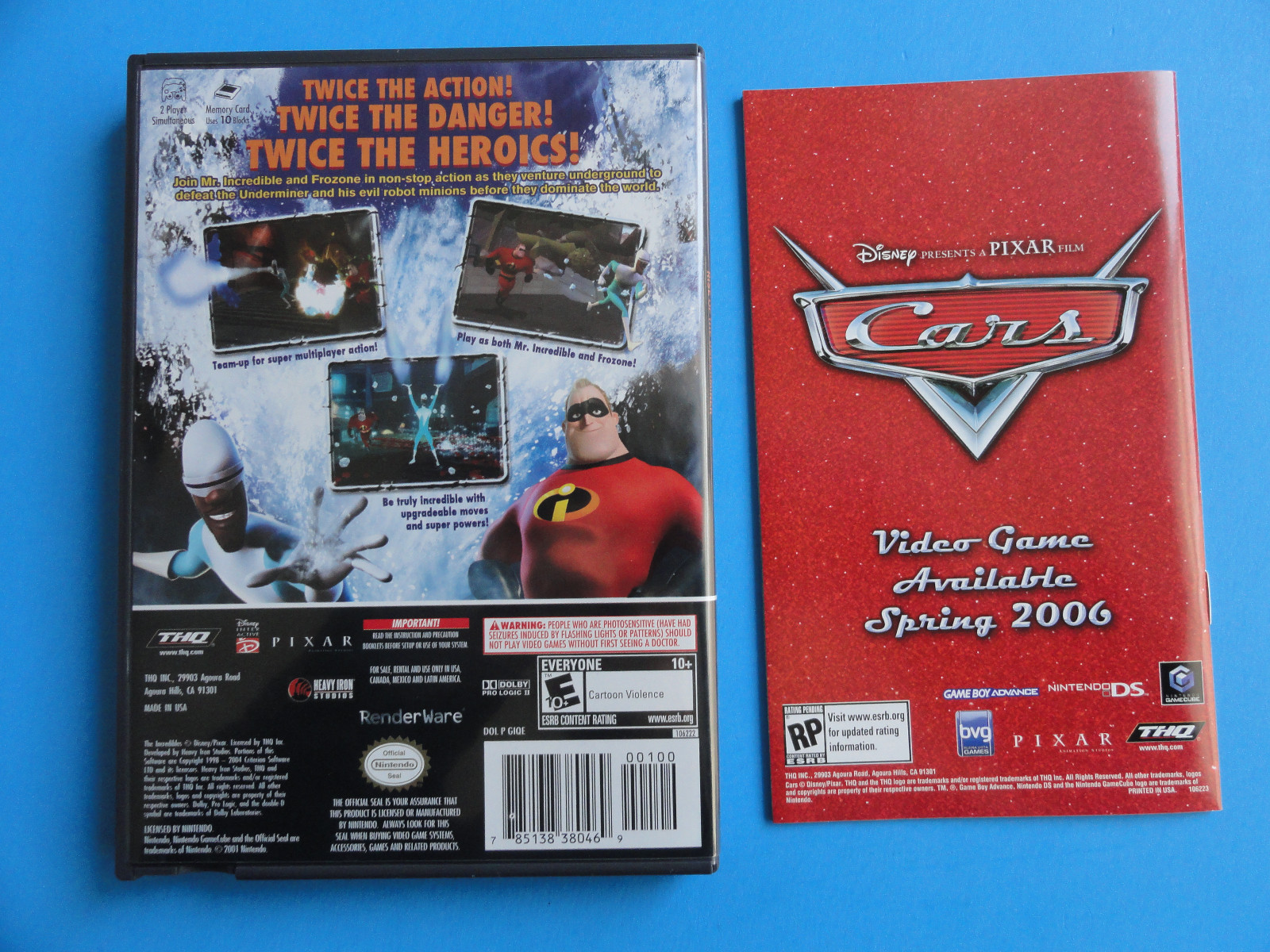 NO GAME- NINTENDO GAMECUBE THE INCREDIBLES - CASE AND MANUAL ONLY -*NO GAME*