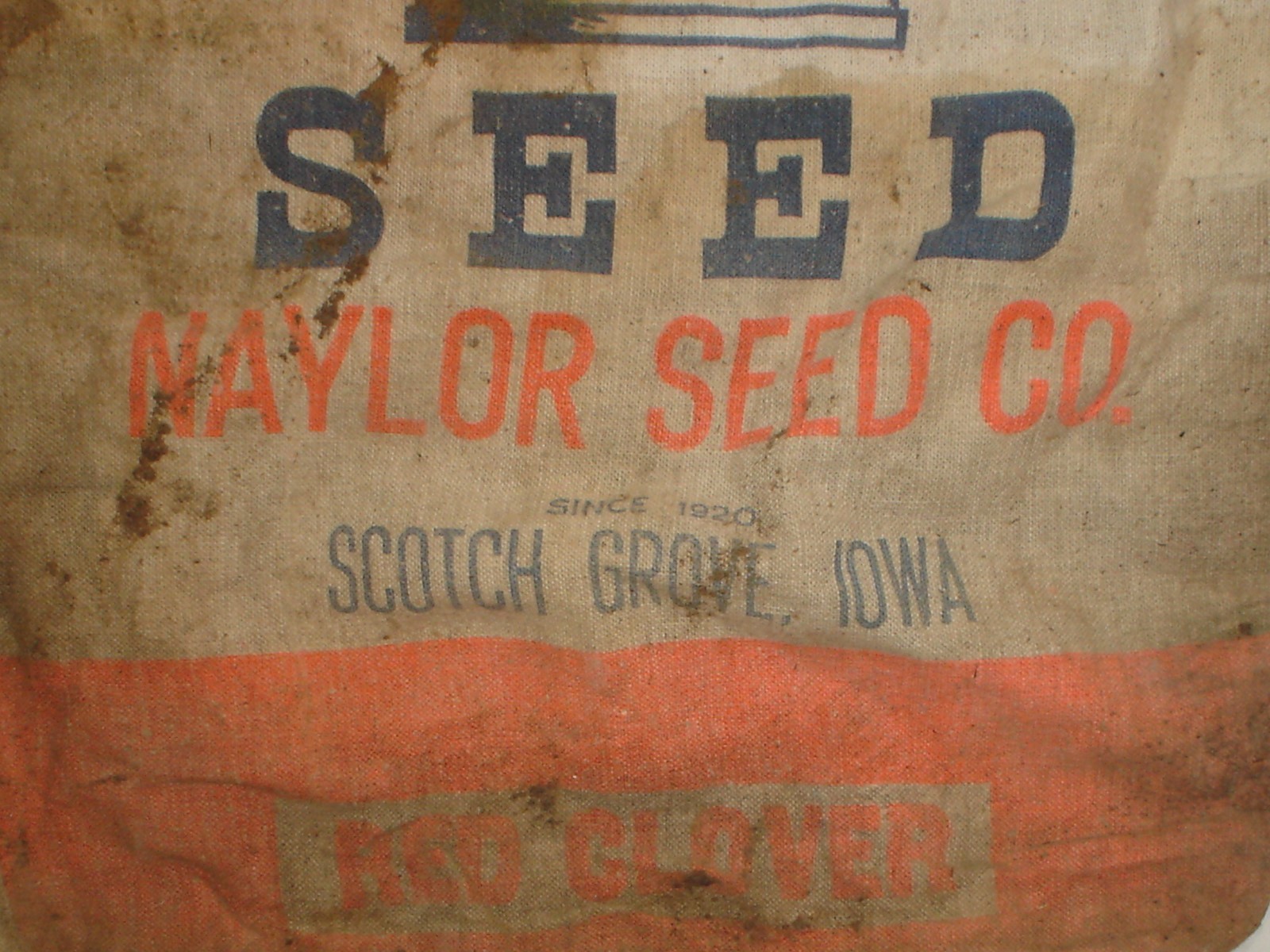 Vintage Trophy Seed Naylor Seed Co. Canvas Sack / Bag Scotch Grove, Iowa