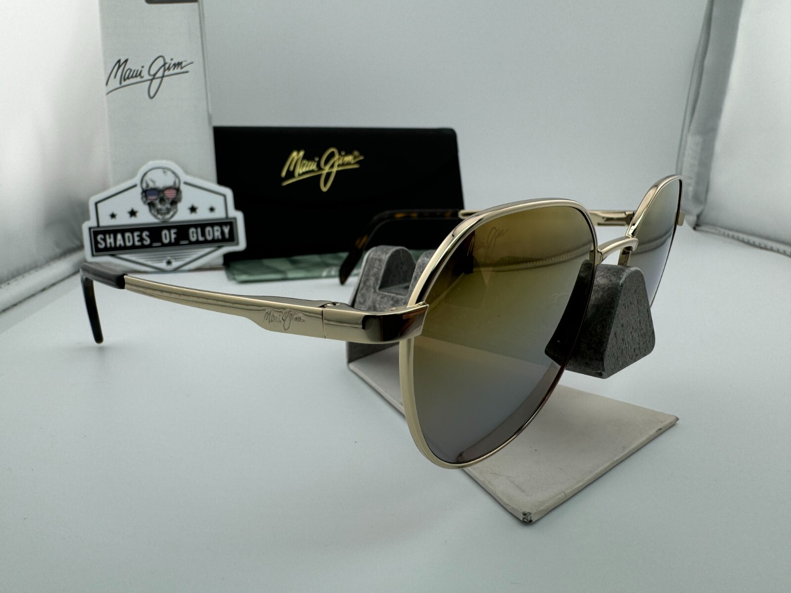 Pre-owned Maui Jim Hukilau Mj 845-16 Gold To Silver Dual Mirror Polarized Sunglasses