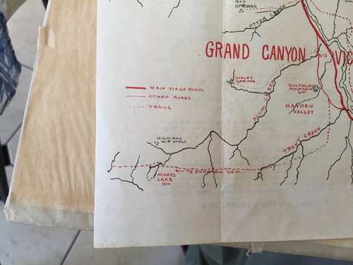 Antique map Grand Canyon AZ and Vicinity Hiking Walking Trails roads ca. 1912