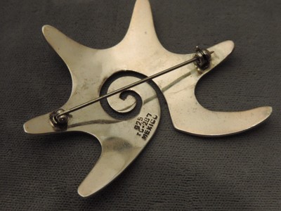 Taxco Mexico Sterling Silver Spiral Sun Abstract Brooch Pin  1b 76
