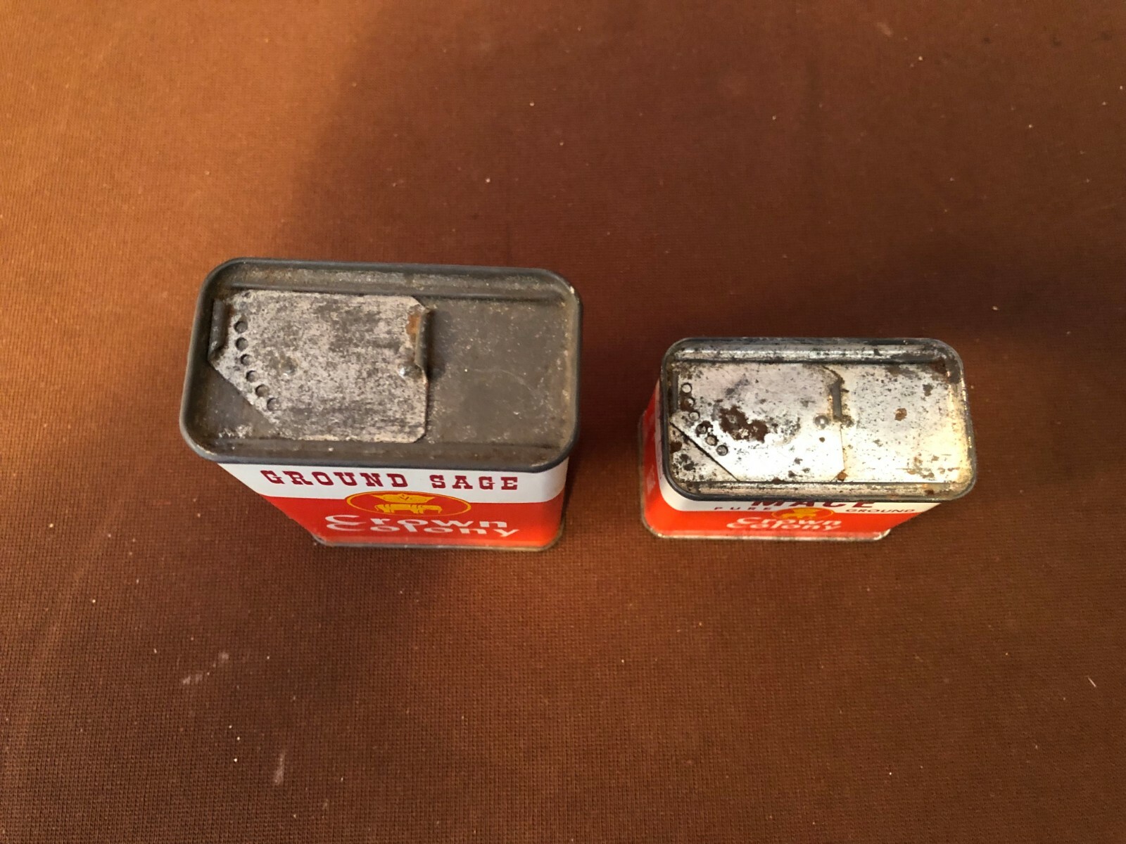 3 VINTAGE SPICE TINS by CROWN COLONY Sage and Mace