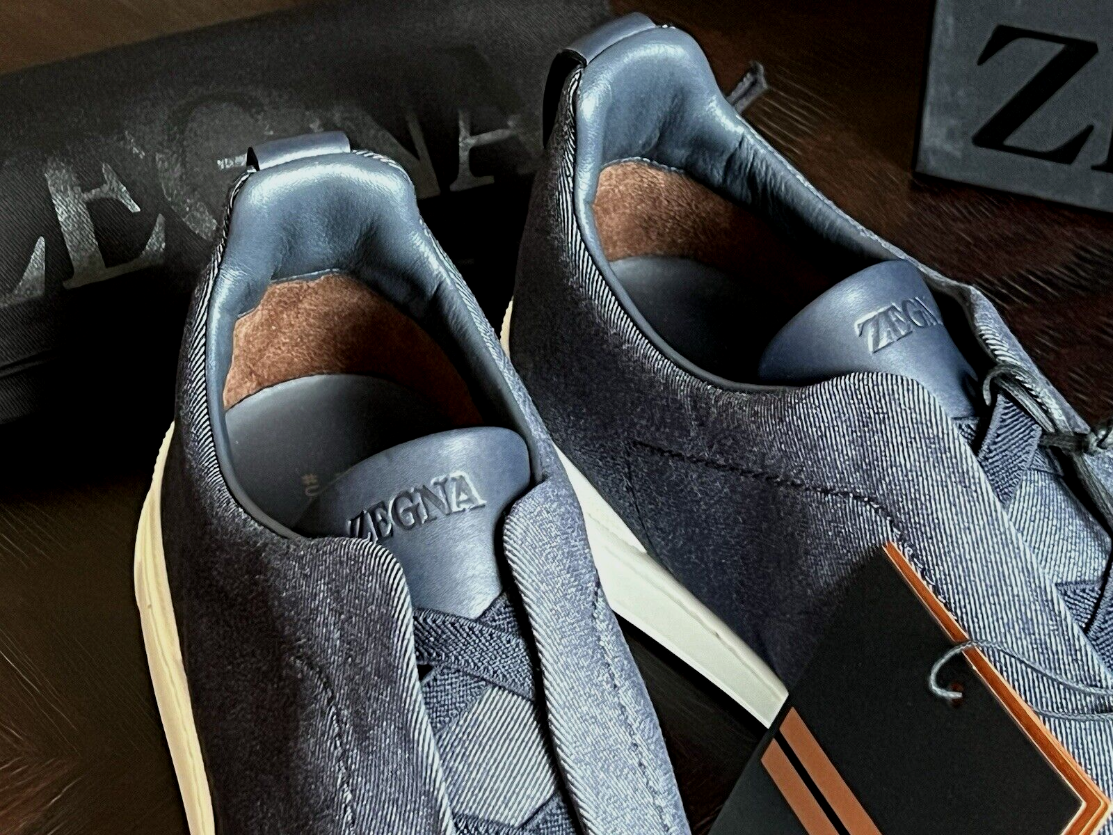 Pre-owned Ermenegildo Zegna Zegna Navy Blue Usetheexisting™denim Triple Stitch Sneakers Us 12 Uk 11 Eu 45