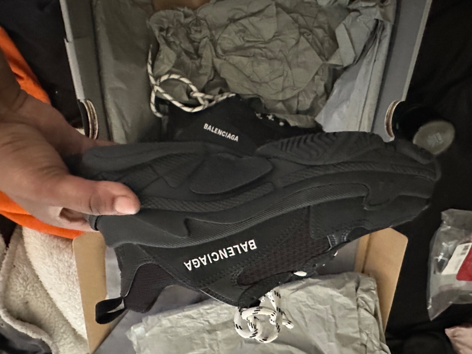 Pre-owned Balenciaga Size 7 -  Triple S Clear Sole - White Fluo Yellow - 544351-w2fr1-9073