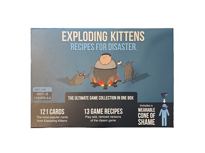 Exploding Kittens Deluxe Game Recipes For Disaster w/ Cone of Shame