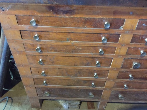 RARE! Magnificent Antique Mission Oak 28 Drawer Machinist Tool Cabinet