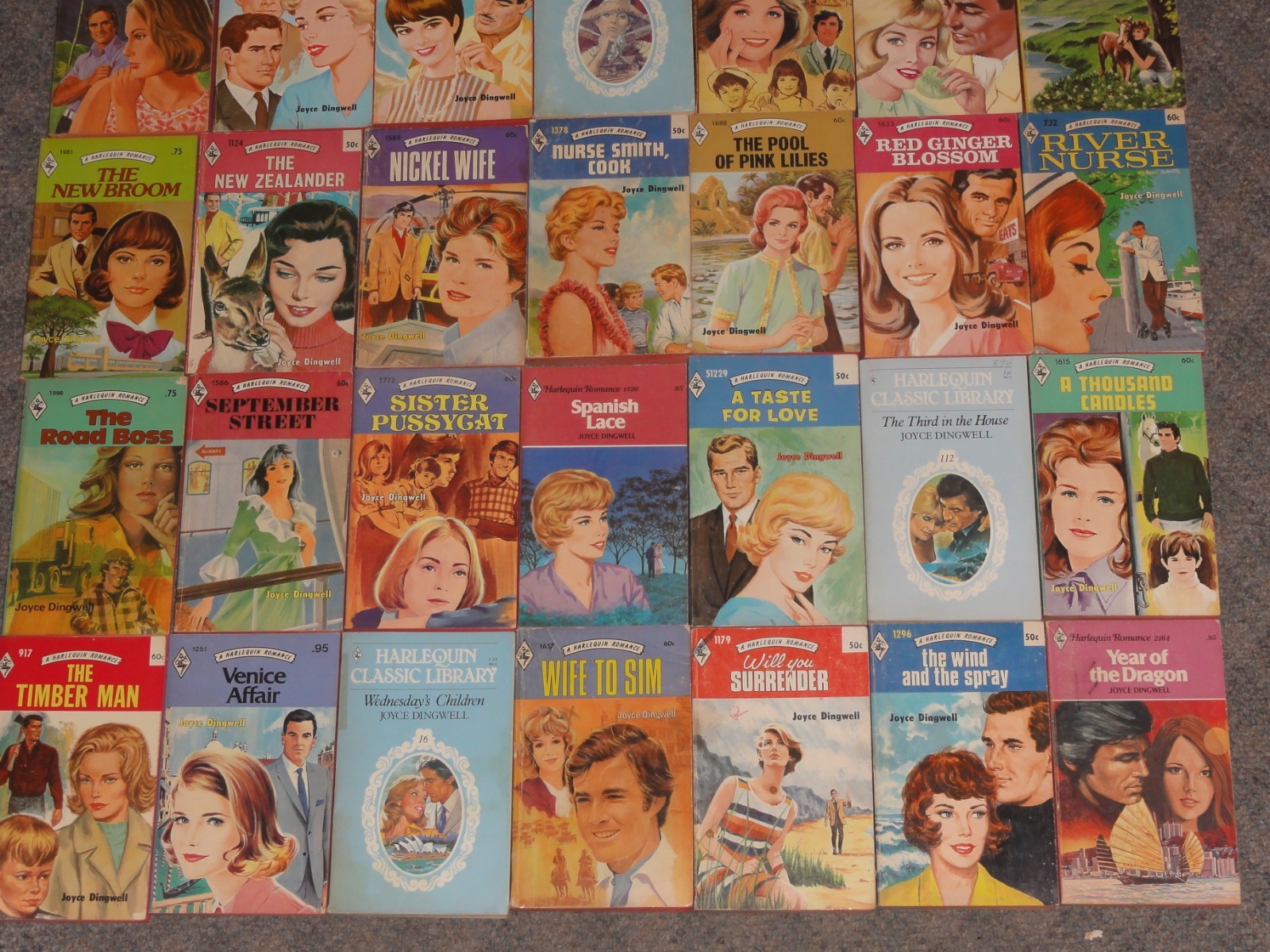 Lot of 35 JOYCE DINGWELL Vintage HARLEQUIN Romance Paperback Books red edge