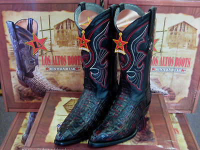 Pre-owned Los Altos Boots Los Altos Women Cherry Genuine Crocodile Tail Western Cowboy Boot (m) L091181 In Cherry Black