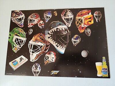 Molson Beer The Many Faces Of Hockey Vintage NHL Goalie Mask Helmet POSTER Sign