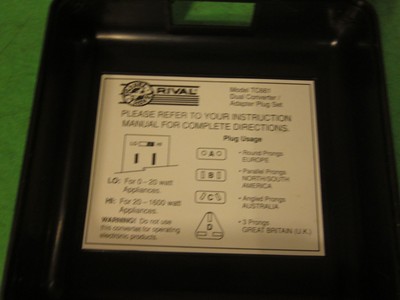 Rival Travel Club Dual Converter / Adaptor Plug Set No. TC661