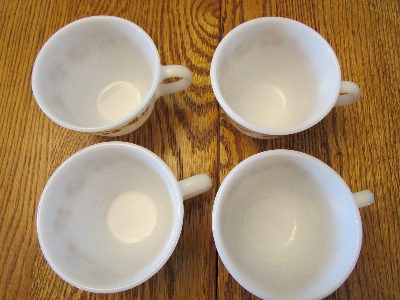 Pyrex Autumn Harvest Orange Brown Corning White Glass C Cups Vintage Original