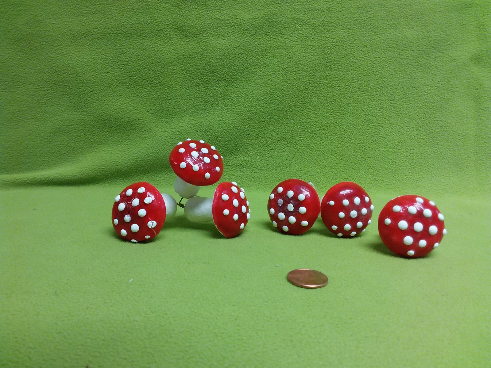 6 vintage-Red with white polka dotted mushrooms-1 1/2